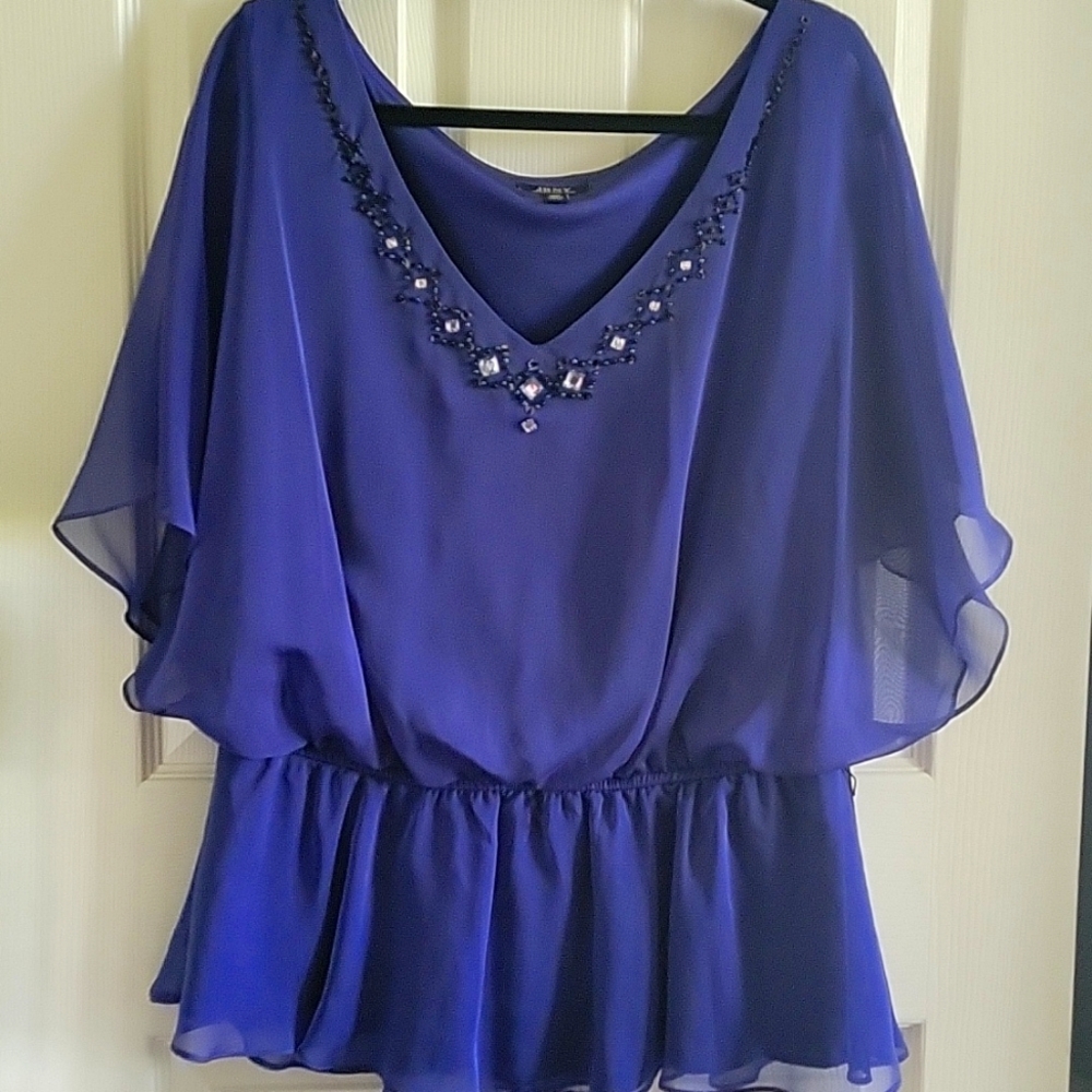 Beaded blue blouse
